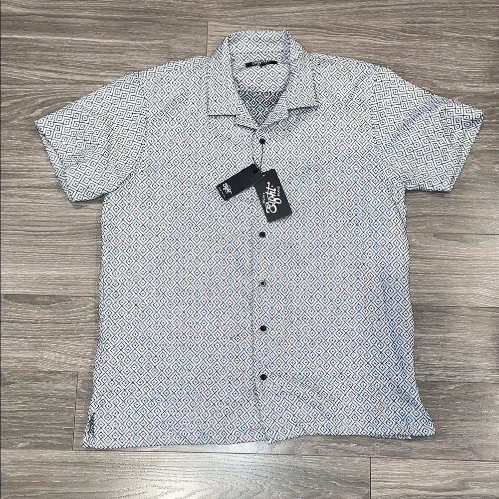 Men's Casual Shirt - Black and White Geometric
